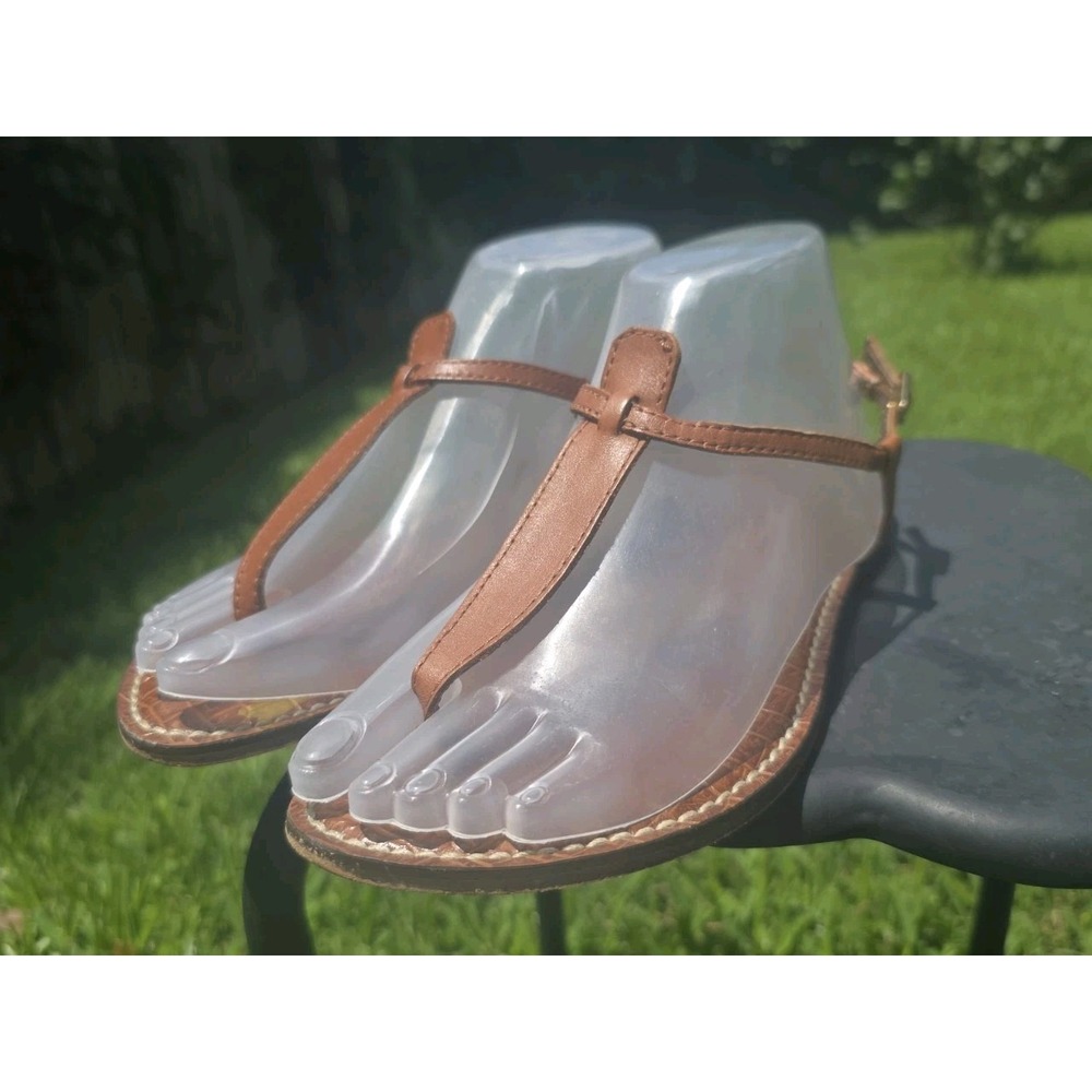 Sam Edelman Women Gigi Sandal Size 9 Saddle Tan Leather Thong Slingback Strappy